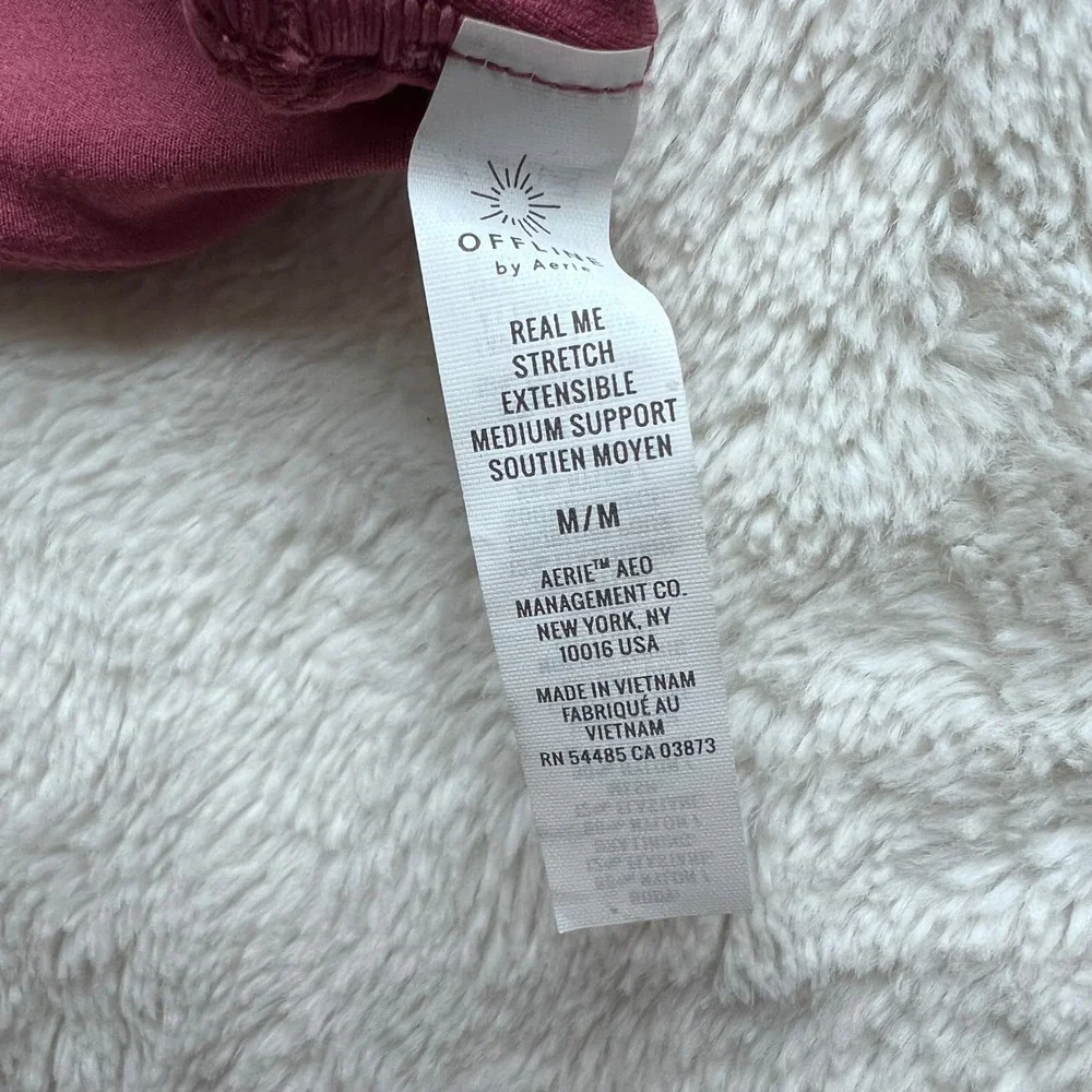 OFFLINE by Aerie Real Me Stretch Bra Burgundy Lace Up Medium Support Medium NWOT